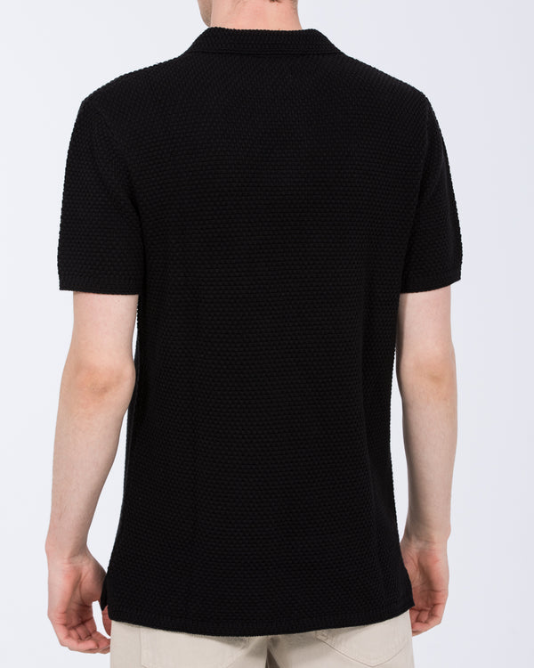2t Nova Tall Open Knit Polo (black)