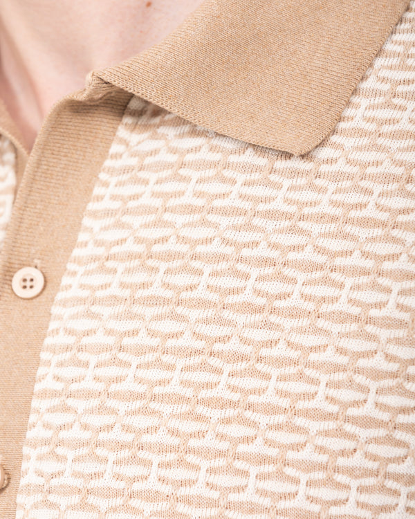 2t Bowie Tall Jacquard Polo Shirt (stone)