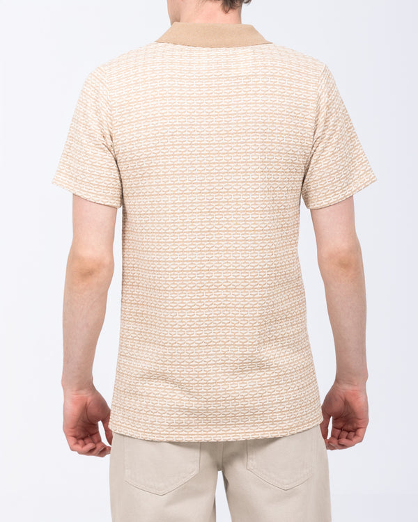 2t Bowie Tall Jacquard Polo Shirt (stone)