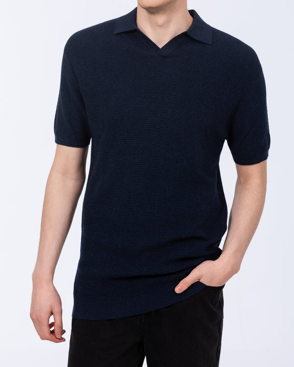 2t Douglas Tall Open Collar Polo (navy)