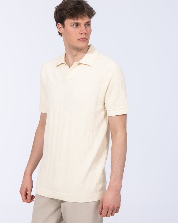 2t Victor Tall Open Collar Textured Polo (cream)