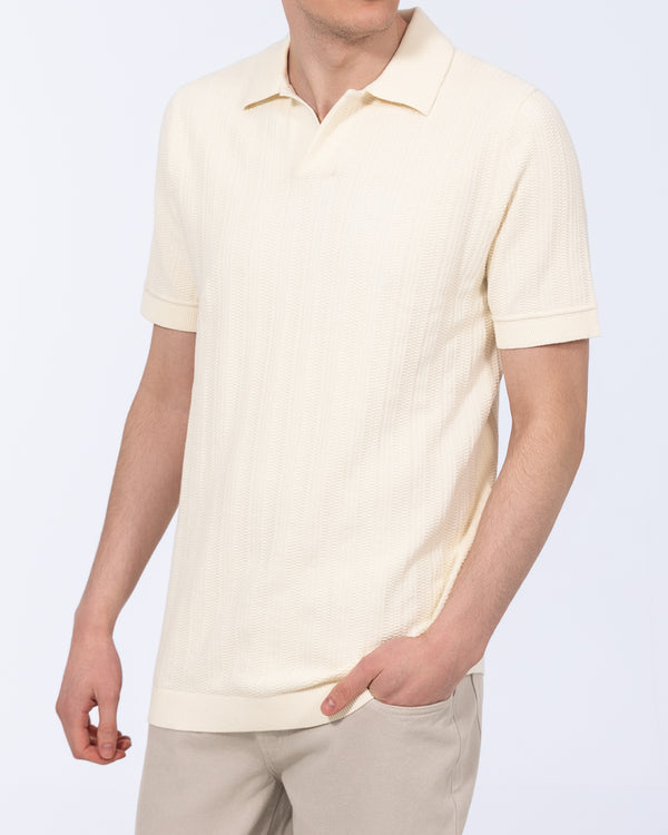 2t Victor Tall Open Collar Textured Polo (cream)