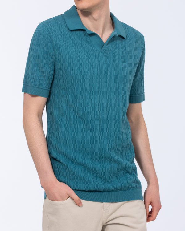 2t Victor Tall Open Collar Textured Polo (teal)