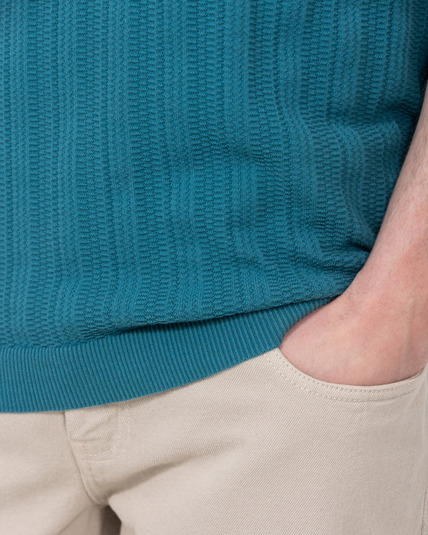 2t Victor Tall Open Collar Textured Polo (teal)