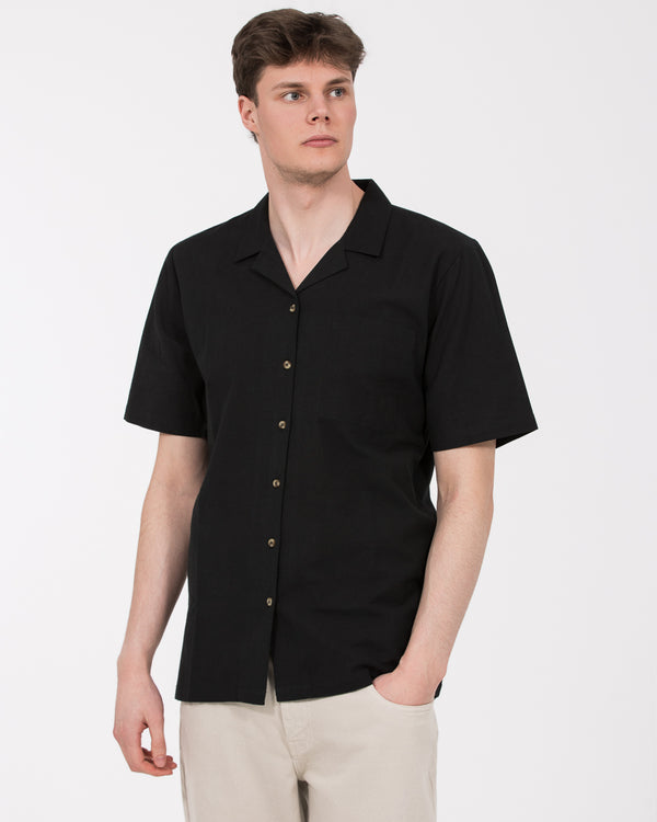 2t Bruce Tall Revere Collar Shirt (black embroidered)