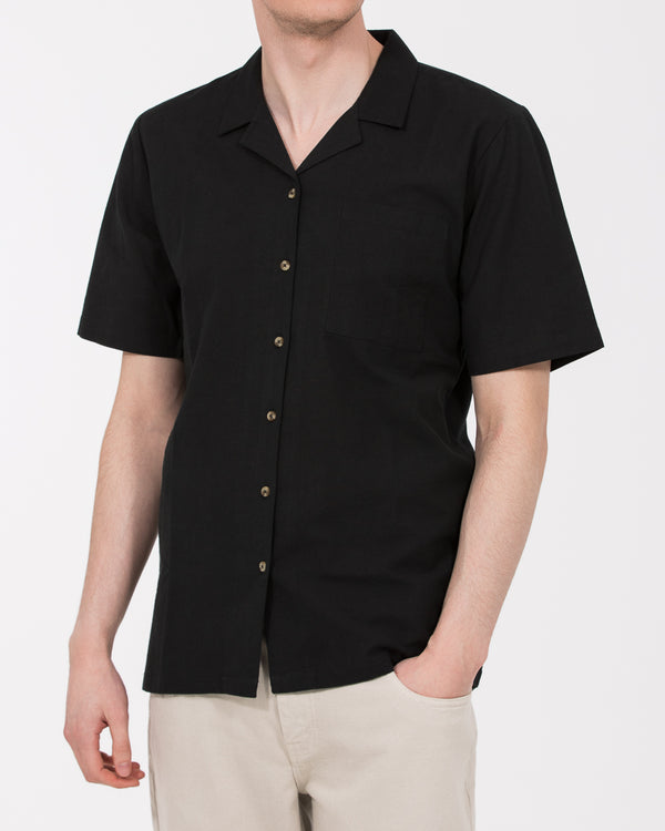 2t Bruce Tall Revere Collar Shirt (black embroidered)