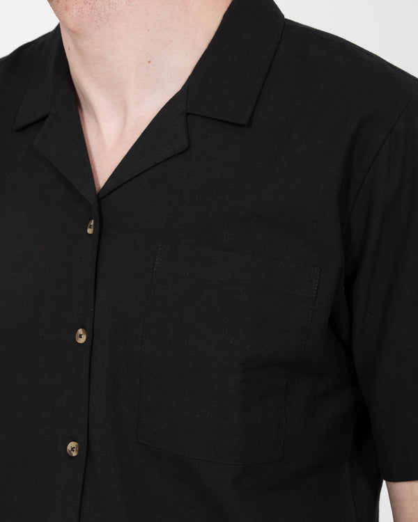 2t Bruce Tall Revere Collar Shirt (black embroidered)