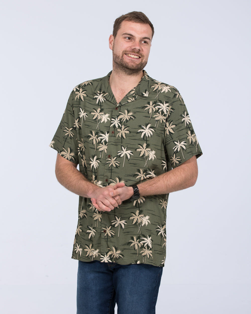 2t Dustin Short Sleeve Tall Revere Shirt (khaki palm)