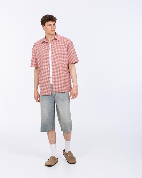 2t Tall Murdo Boxy Short Sleeve Shirt (red check)
