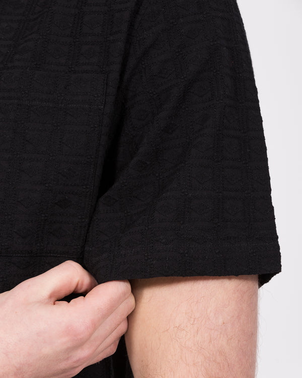 2t Blake Tall Short Sleeve Embroirdered Revere Shirt (black)