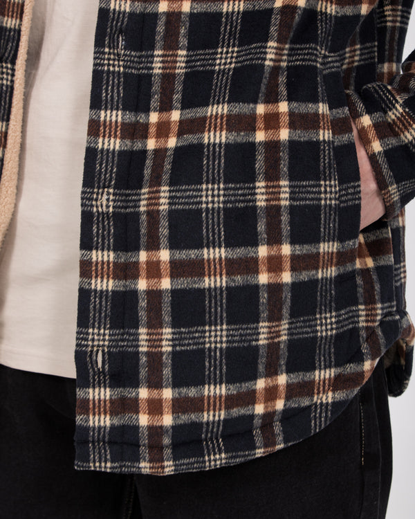 2t Cooper Tall Sherpa Lined Shacket (blue check)