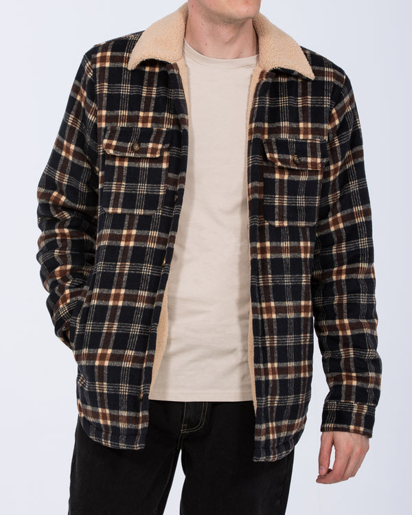 2t Cooper Tall Sherpa Lined Shacket (blue check)