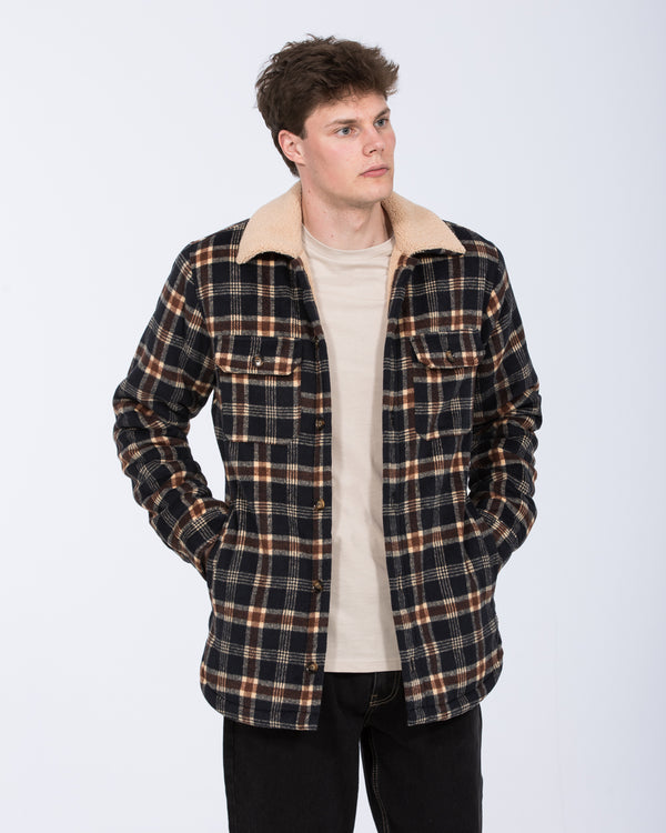 2t Cooper Tall Sherpa Lined Shacket (blue check)