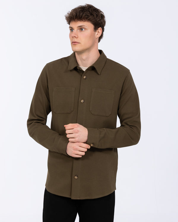 2t Enzo Tall Jersey Shacket (bottle green)