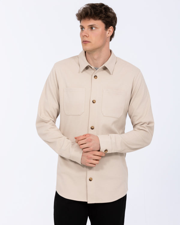 2t Enzo Tall Jersey Shacket (stone)