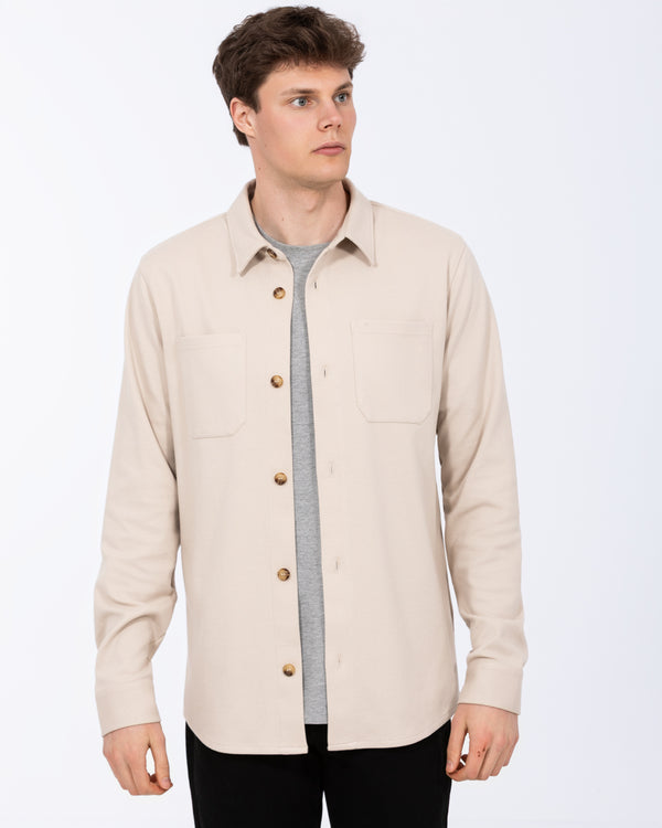 2t Enzo Tall Jersey Shacket (stone)