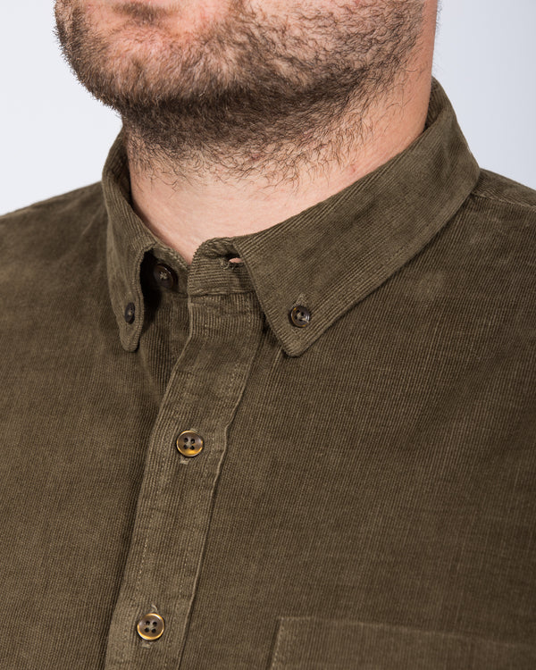 2t Drew Extra Tall Slim Fit Cord Oxford Shirt (dark khaki)