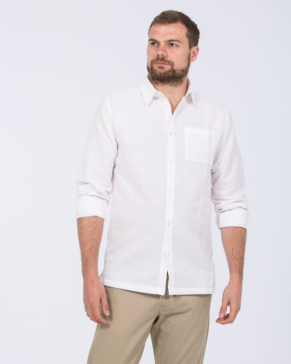 2t Tall Long Sleeve Linen Blend Shirt (white)