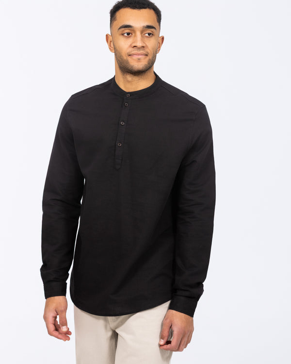 2t Cruz Tall Half Placket Linen Shirt (black)