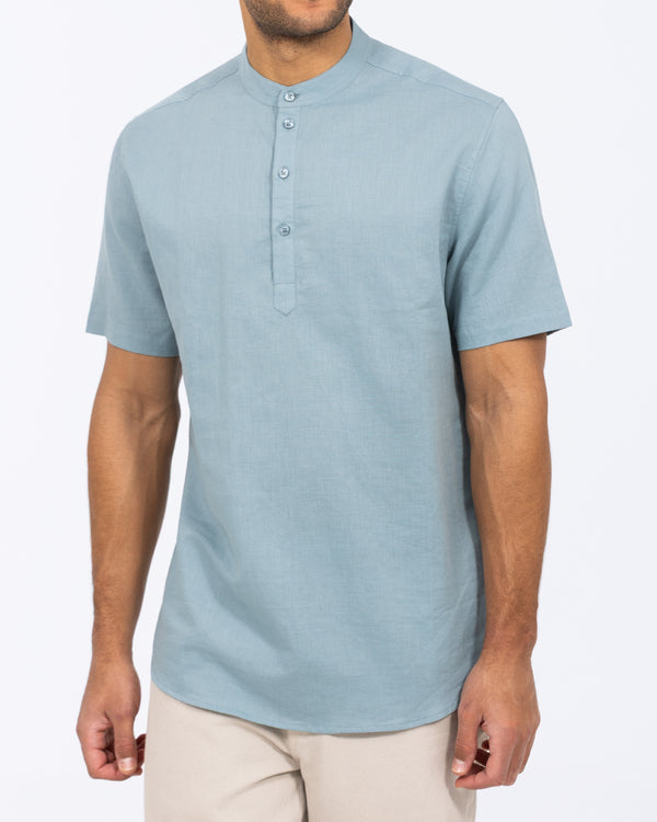 2t Cruz Tall Short Sleeve Linen Blend Shirt (titanium blue)