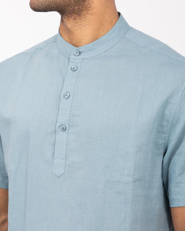 2t Cruz Tall Short Sleeve Linen Blend Shirt (titanium blue)