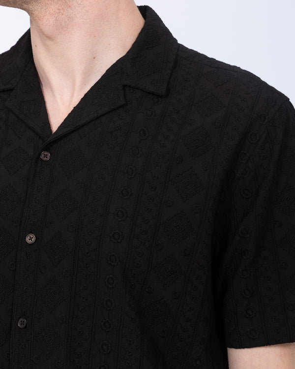 2t Daryn Tall Embroidered Jacquard Shirt (black)