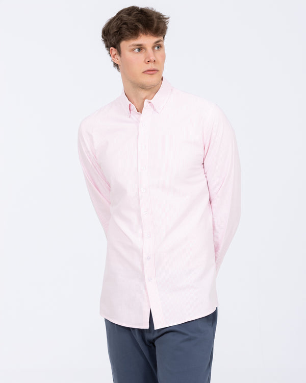 2t Leo Slim Fit Tall Oxford Shirt (pink stripe)