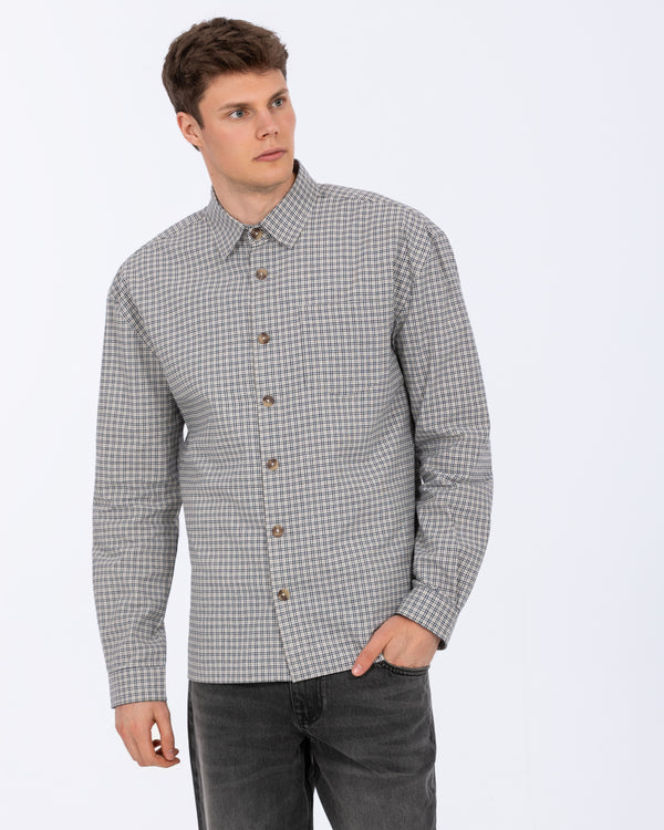 2t Tall Murray Boxy Long Sleeve Shirt (grey/navy check)