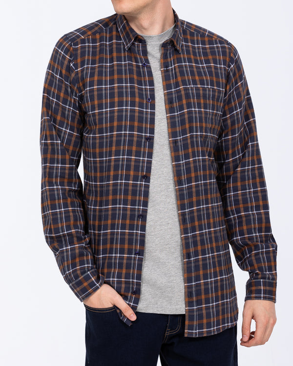 2t Slim Fit Extra Tall Checked Shirt (navy/cream)