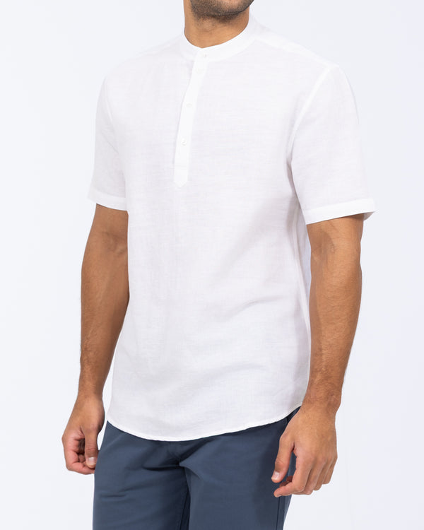 2t Cruz Tall Short Sleeve Linen Blend Shirt (white)