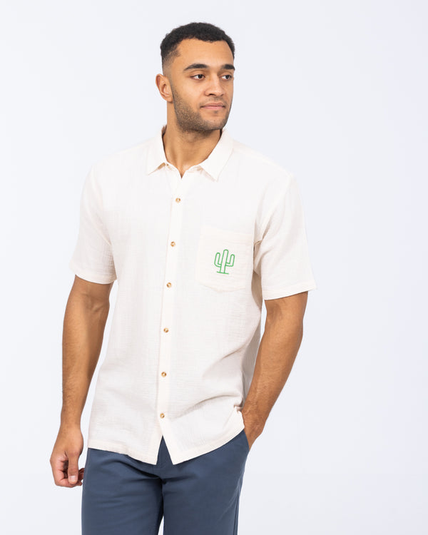 2t Grayson Tall Short Sleeve Embroirdered Shirt (ecru)