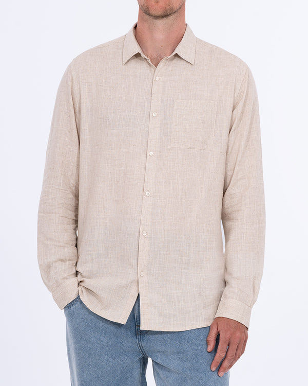 2t Tall Long Sleeve Linen Blend Shirt (natural)
