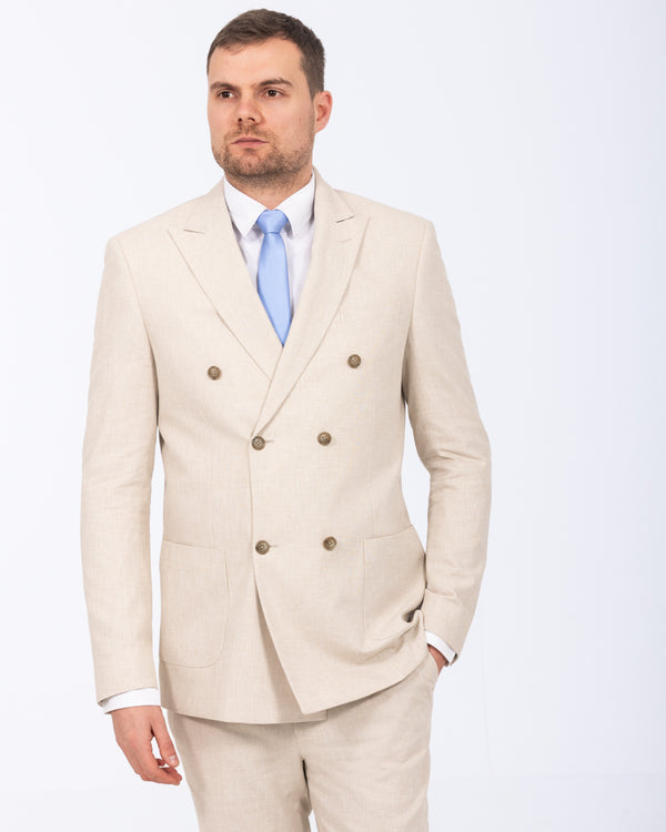 2t Tall Cotton Linen Double Breasted Suit (oatmeal)