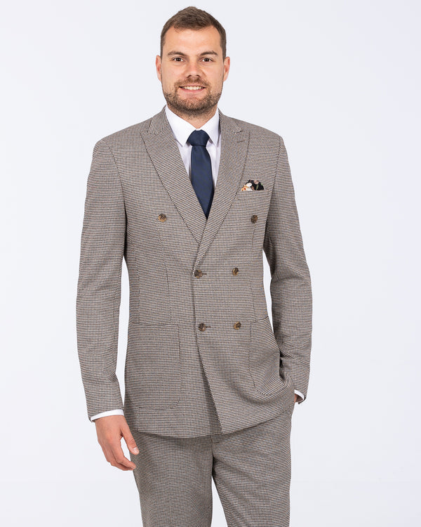 Skopes Cannon Slim Fit Tall Double Breasted Suit (blue/brown)