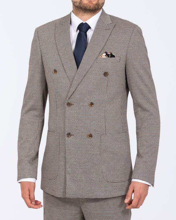 Skopes Cannon Slim Fit Tall Double Breasted Suit (blue/brown)