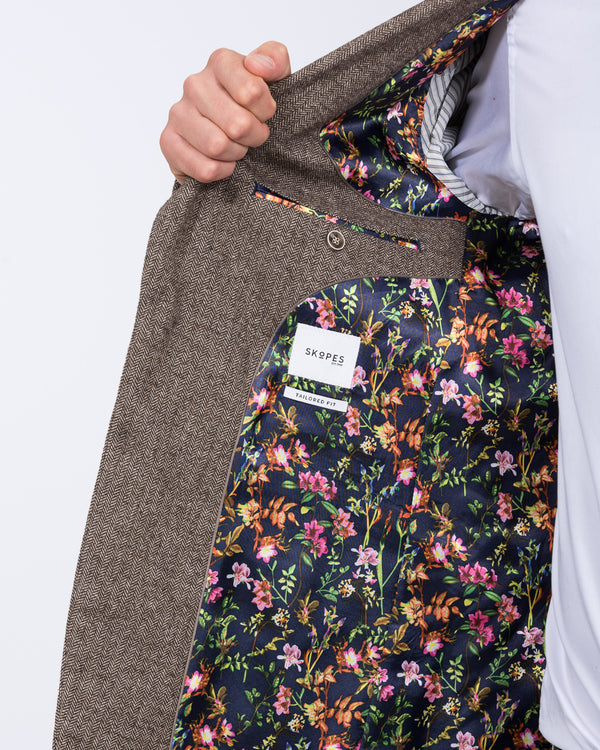 Skopes Jude Slim Fit Tall Suit (fawn herringbone)