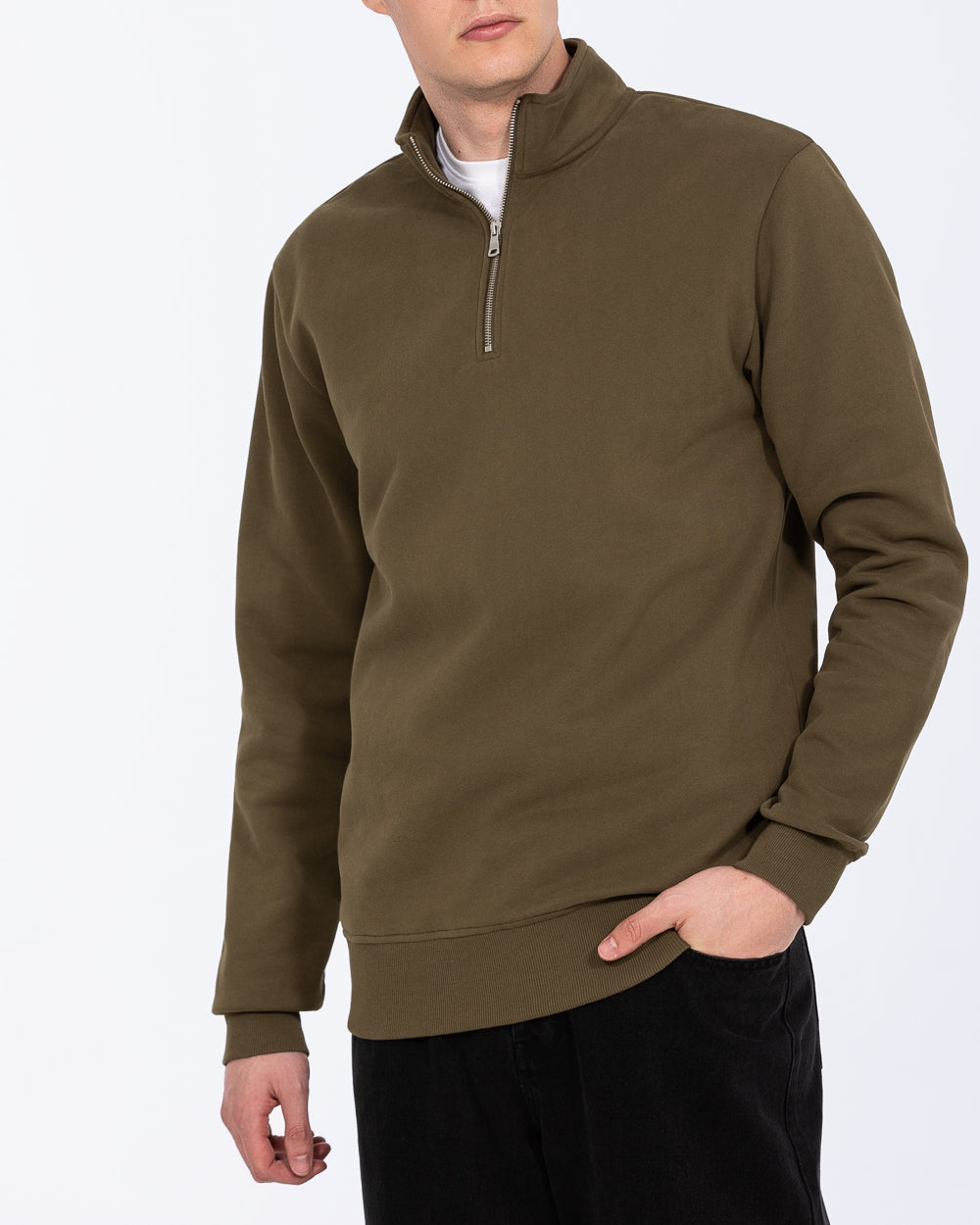 2t Wyatt Tall Mens Quarter Zip Sweatshirt (olive) | Tall Mens