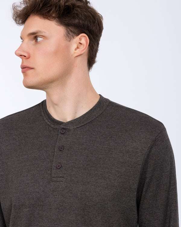 2t Tall Heavyweight Henley Long Sleeve T-Shirt (charcoal marl)