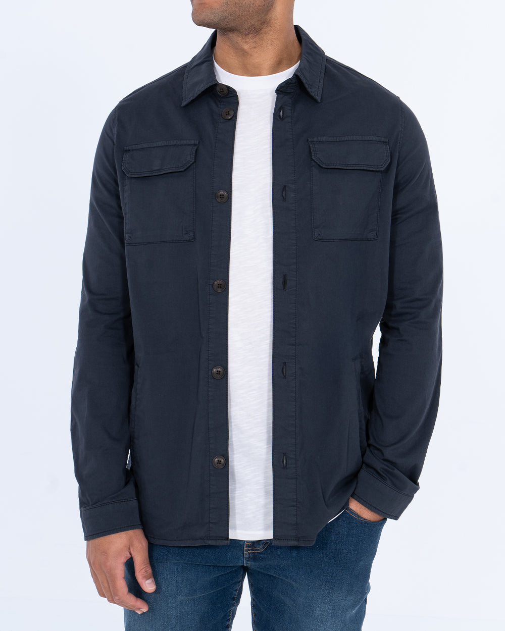 Redpoint Vico Tall Mens Extra Long Shacket (navy) | Tall Mens Clothing ...