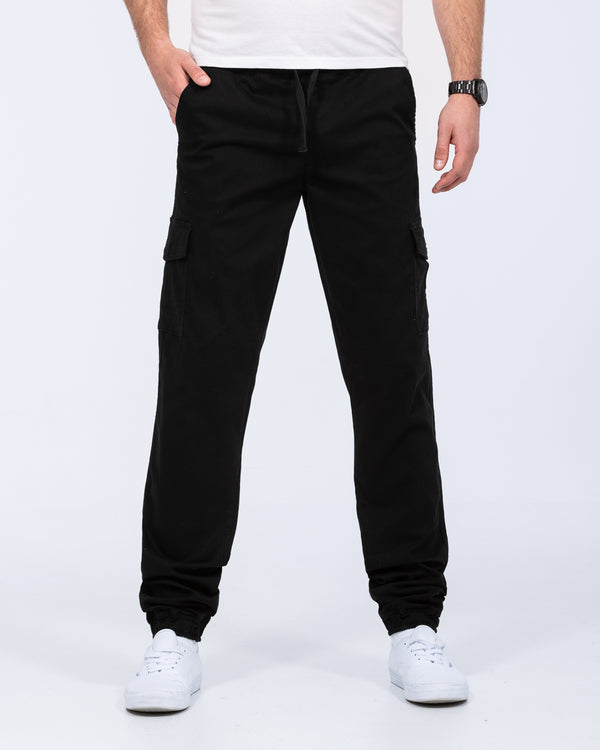 2t Fabio Regular Fit Tall Stretch Cargo Trousers (black)