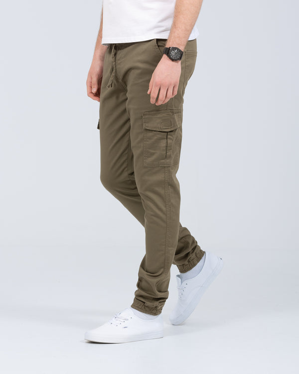 2t Dean Slim Fit Tall Mens Extra Long Stretch Cuffed Cargos (khaki