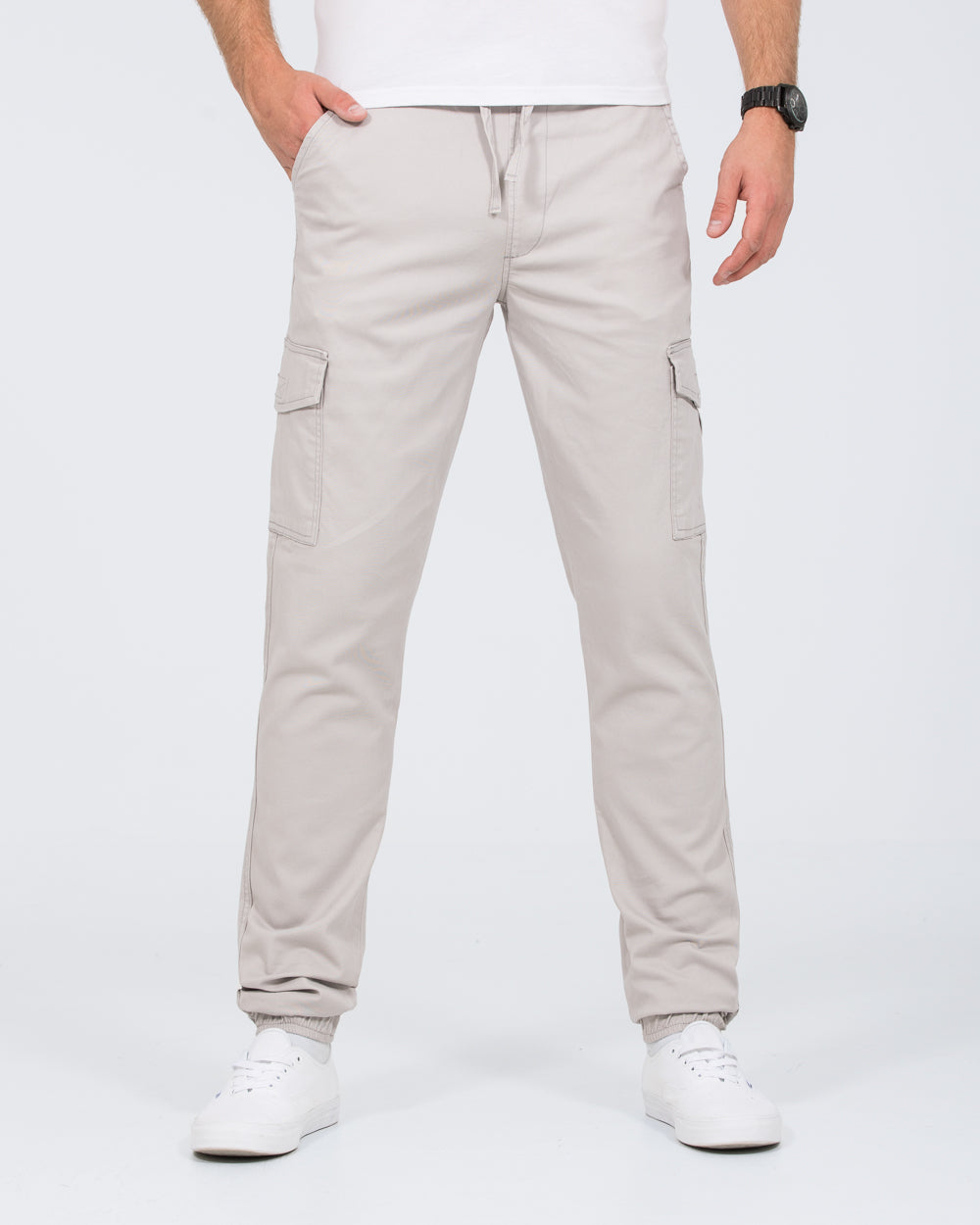 2t Dean Slim Fit Tall Mens Extra Long Stretch Cuffed Cargos (slate