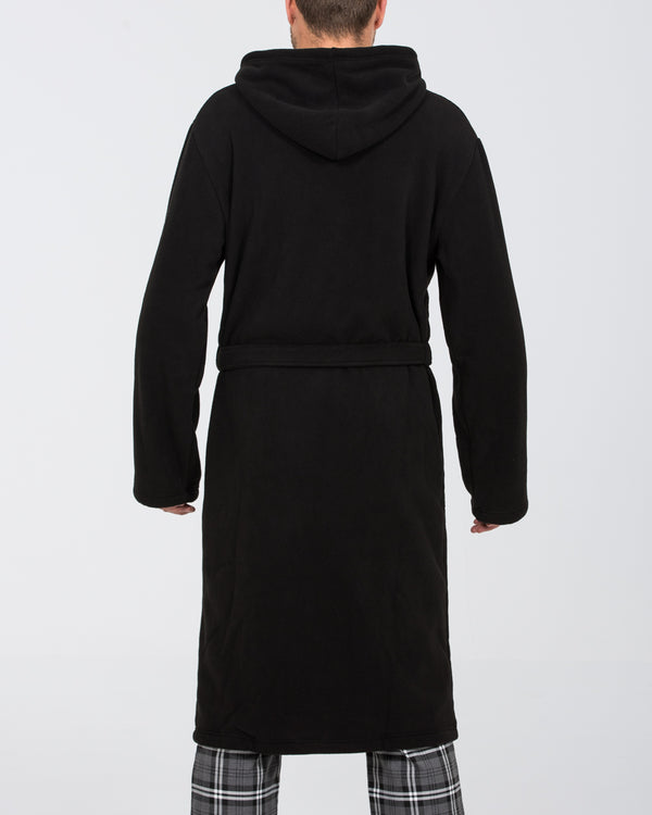 2t Extra Long Tall Hooded Fleece Dressing Gown Housecoat (black