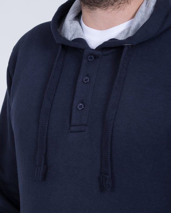 2t Pullover Tall Quarter Button Hoodie (navy)