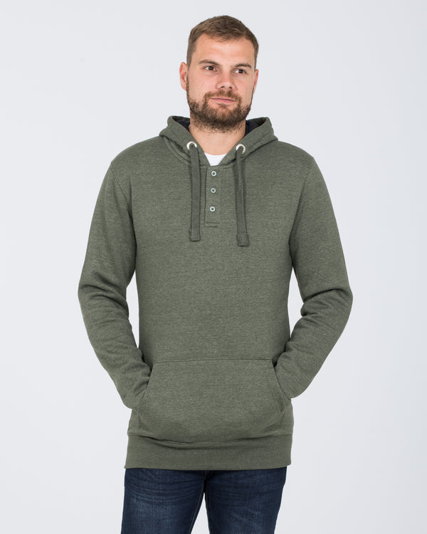 2t Pullover Tall Quarter Button Hoodie (khaki marl)