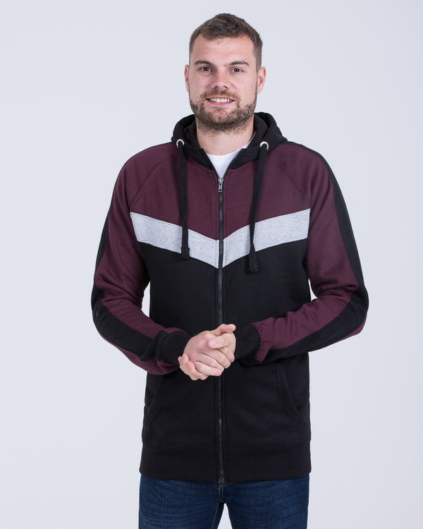 2t Zip Up Tall Chevron Hoodie (burgundy)