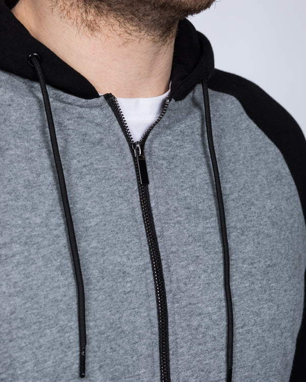 2t Zip Up Tall Riley Raglan Hoodie (charcoal/black)