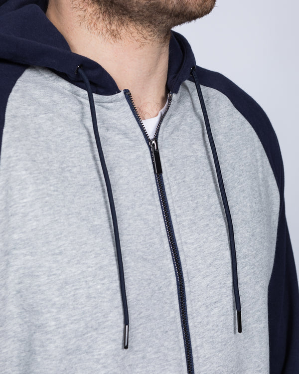 2t Zip Up Tall Riley Raglan Hoodie (navy/grey)