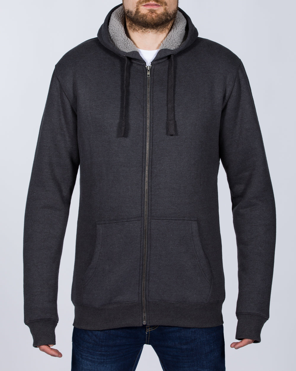 2t Zip Up Tall Sherpa Hoodie (charcoal)