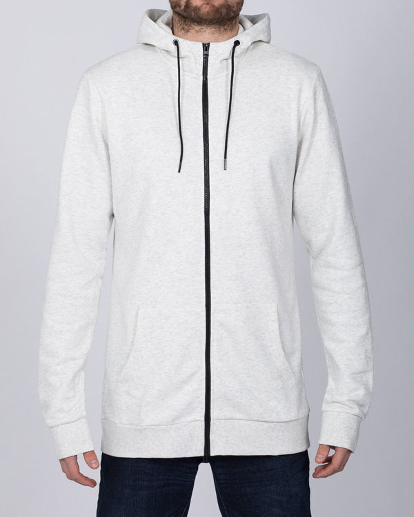 2t Zip Up Tall Active Hoodie (white marl)